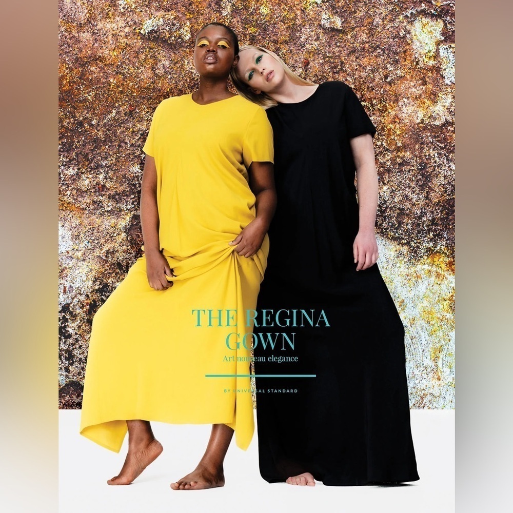 Universal Standard Chic Column Style Draped Regina Gown Size 10/12 Yellow EUC
